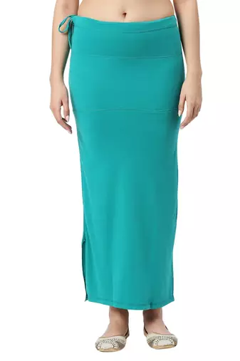 Neckbook Teal Blue Solid Drawstring Best Slim Fit Saree Shapewear for Women