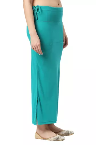 Neckbook Teal Blue Solid Drawstring Best Slim Fit Saree Shapewear for Women