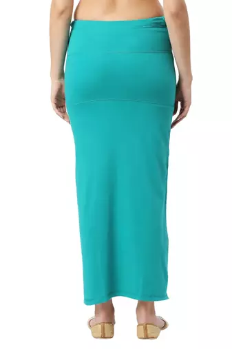 Neckbook Teal Blue Solid Drawstring Best Slim Fit Saree Shapewear for Women