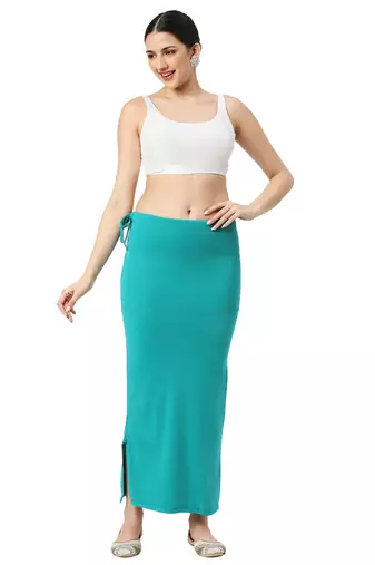 Neckbook Teal Blue Solid Drawstring Best Slim Fit Saree Shapewear for Women