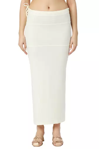 Neckbook Offwhite Solid Drawstring Best Slim Fit Saree Shapewear for Women