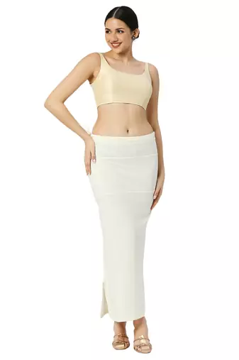 Neckbook Offwhite Solid Drawstring Best Slim Fit Saree Shapewear for Women