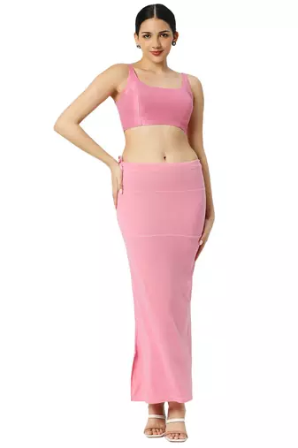 Neckbook Baby Pink Solid Drawstring Best Slim Fit Saree Shapewear for Women
