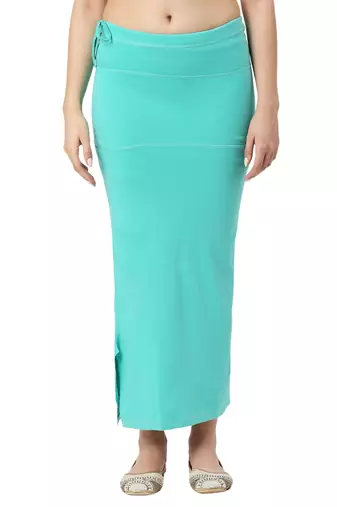 Neckbook Aqua Green Solid Drawstring Best Slim Fit Saree Shapewear for Women