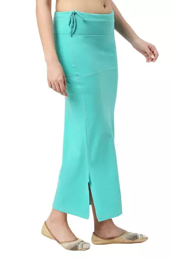 Neckbook Aqua Green Solid Drawstring Best Slim Fit Saree Shapewear for Women
