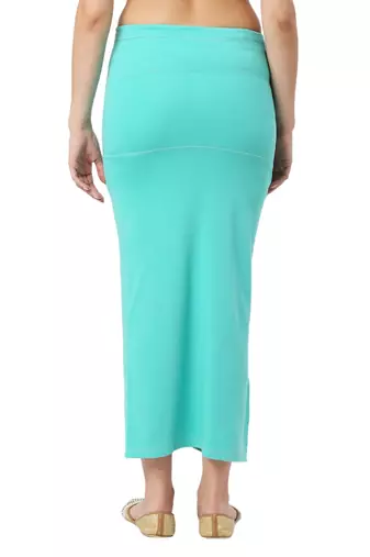 Neckbook Aqua Green Solid Drawstring Best Slim Fit Saree Shapewear for Women