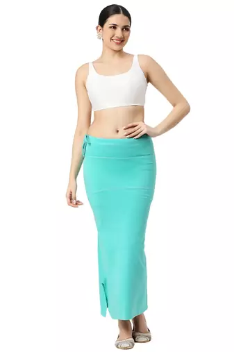 Neckbook Aqua Green Solid Drawstring Best Slim Fit Saree Shapewear for Women