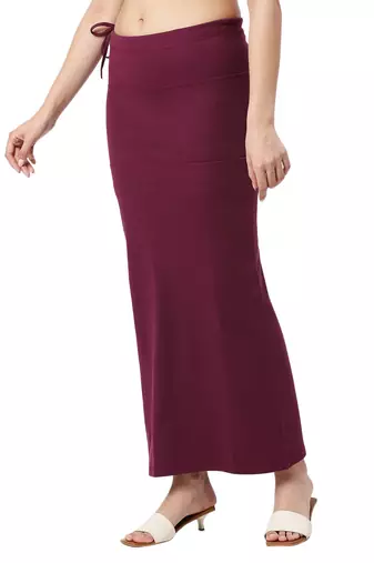 Neckbook Wine Solid Drawstring Best Slim Fit Saree Shapewear for Women