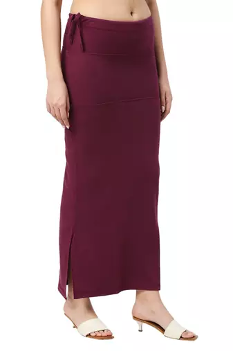 Neckbook Wine Solid Drawstring Best Slim Fit Saree Shapewear for Women