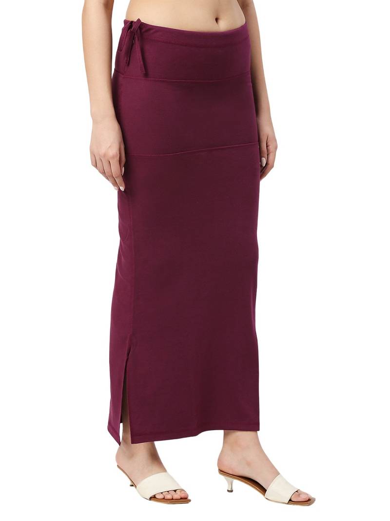 Neckbook Wine Solid Drawstring Best Slim Fit Saree Shapewear for Women
