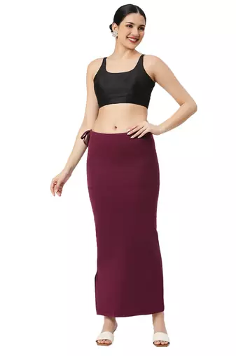Neckbook Wine Solid Drawstring Best Slim Fit Saree Shapewear for Women