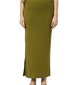 Neckbook Mehndi Green Solid Drawstring Best Slim Fit Saree Shapewear for Women