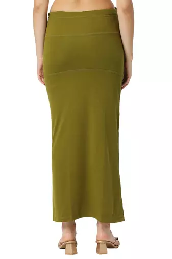 Neckbook Mehndi Green Solid Drawstring Best Slim Fit Saree Shapewear for Women