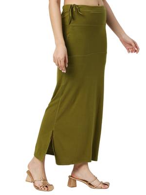Neckbook Mehndi Green Solid Drawstring Best Slim Fit Saree Shapewear for Women 3