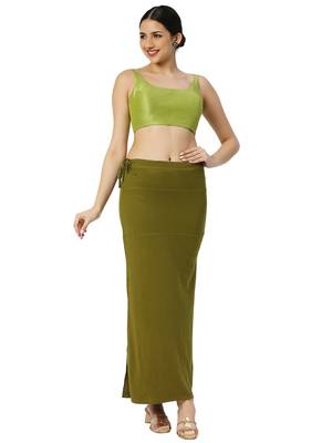 Neckbook Mehndi Green Solid Drawstring Best Slim Fit Saree Shapewear for Women 4