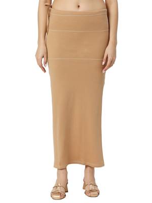 Neckbook Camel Brown Solid Drawstring Best Slim Fit Saree Shapewear for Women 1