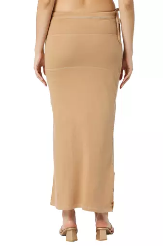 Neckbook Camel Brown Solid Drawstring Best Slim Fit Saree Shapewear for Women