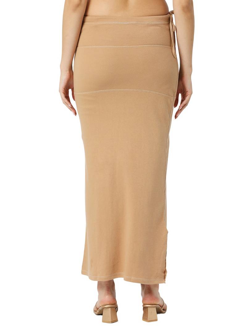 Neckbook Camel Brown Solid Drawstring Best Slim Fit Saree Shapewear for Women