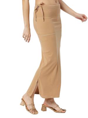 Neckbook Camel Brown Solid Drawstring Best Slim Fit Saree Shapewear for Women 3