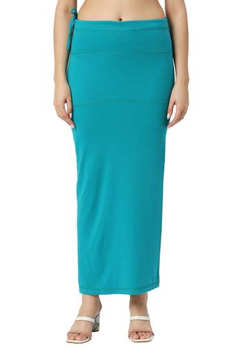 Neckbook Peacock Blue Solid Drawstring Best Slim Fit Saree Shapewear for Women