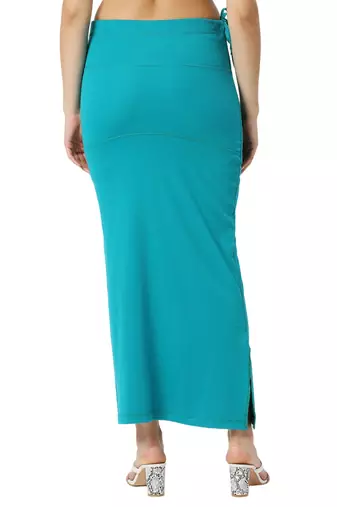 Neckbook Peacock Blue Solid Drawstring Best Slim Fit Saree Shapewear for Women