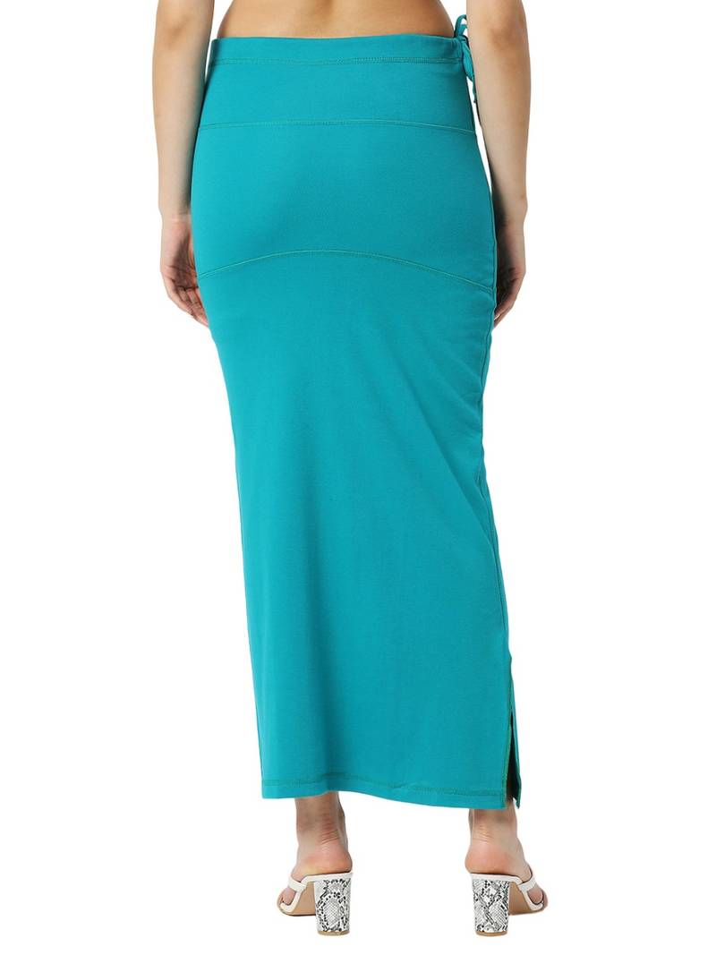 Neckbook Peacock Blue Solid Drawstring Best Slim Fit Saree Shapewear for Women