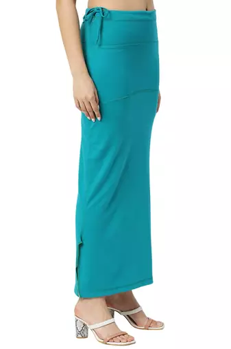Neckbook Peacock Blue Solid Drawstring Best Slim Fit Saree Shapewear for Women