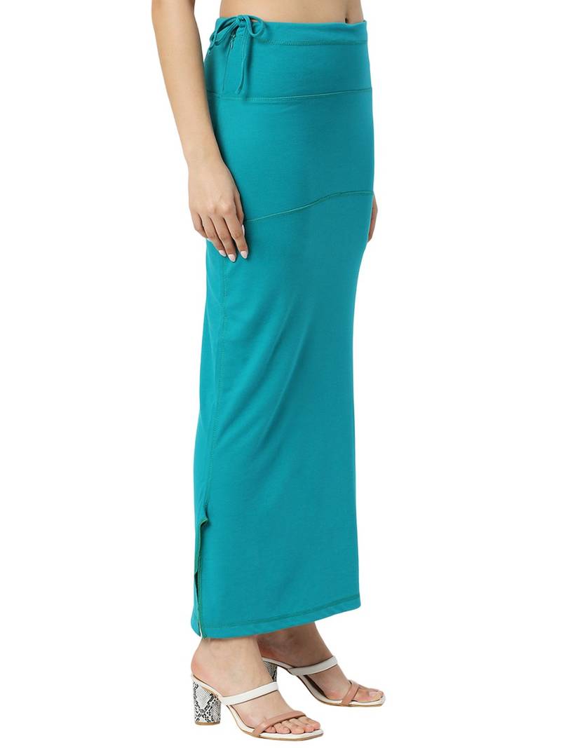 Neckbook Peacock Blue Solid Drawstring Best Slim Fit Saree Shapewear for Women