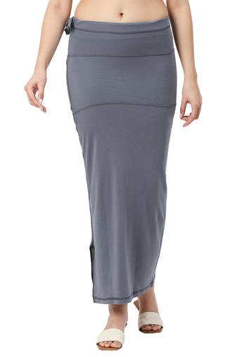 Neckbook Charcoal Grey Solid Drawstring Best Slim Fit Saree Shapewear for Women