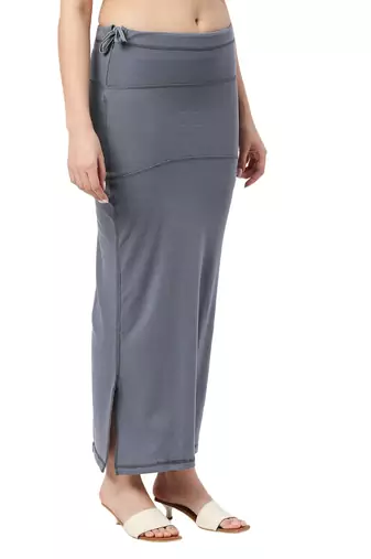 Neckbook Charcoal Grey Solid Drawstring Best Slim Fit Saree Shapewear for Women