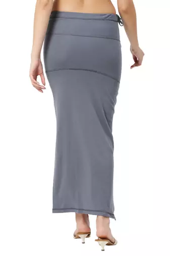 Neckbook Charcoal Grey Solid Drawstring Best Slim Fit Saree Shapewear for Women