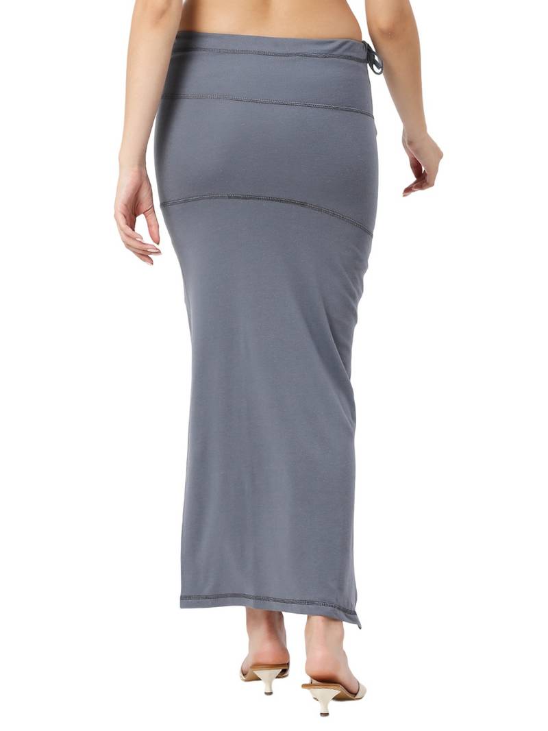 Neckbook Charcoal Grey Solid Drawstring Best Slim Fit Saree Shapewear for Women