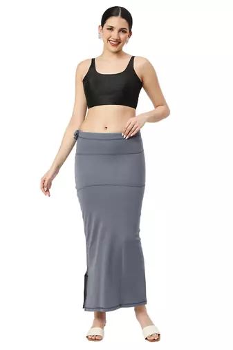 Neckbook Charcoal Grey Solid Drawstring Best Slim Fit Saree Shapewear for Women