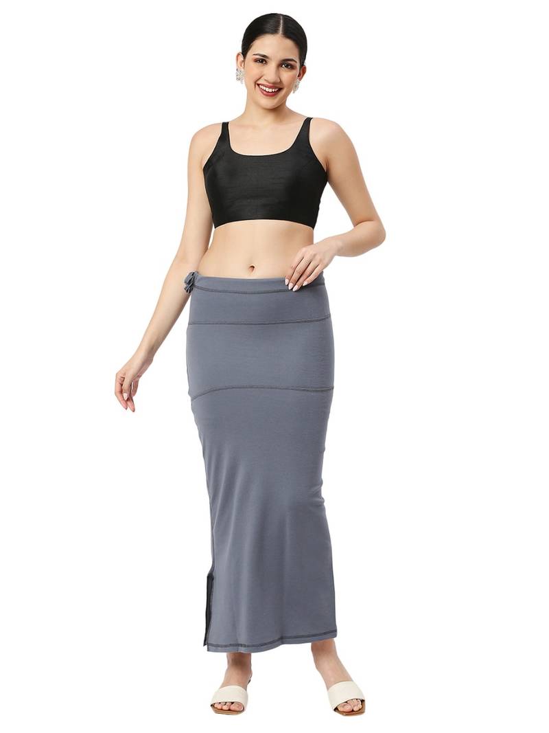 Neckbook Charcoal Grey Solid Drawstring Best Slim Fit Saree Shapewear for Women