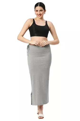 Neckbook Grey Solid Drawstring Best Slim Fit Saree Shapewear for Women