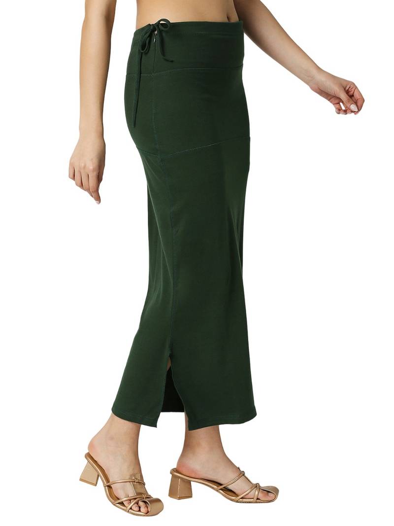 Neckbook Forest Green Solid Drawstring Best Slim Fit Saree Shapewear for Women