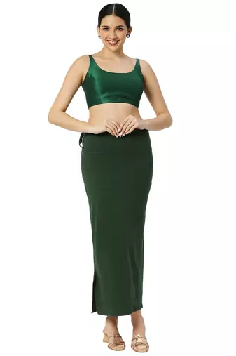 Neckbook Forest Green Solid Drawstring Best Slim Fit Saree Shapewear for Women