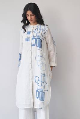 Marshmallow and blue linen co-ord set 1