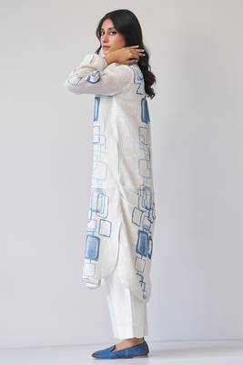 Marshmallow and blue linen co-ord set 3