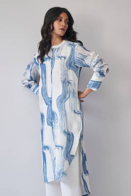 Marshmallow and blue linen co-ord set 1