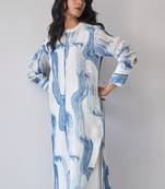 Marshmallow and blue linen co-ord set