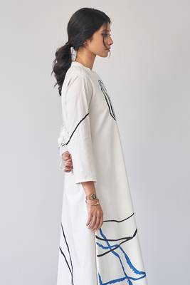 cream and blue & black print co-ord-set 3