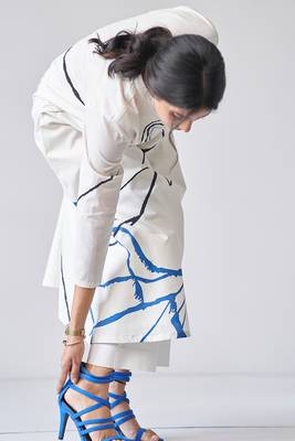 cream and blue & black print co-ord-set 5