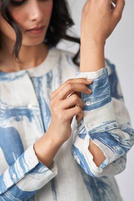 Marshmallow and blue linen co-ord set 5