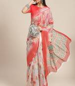 Serona fabrics women's organza digital floral printed zari weaving border party wear saree