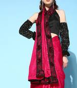 Serona fabrics women's rangoli silk sequins embroidered lace printed party wear saree