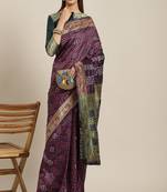 Serona fabrics women's banarasi cotton weaving silk bandhani printed festival wear saree