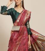 Serona fabrics women's banarasi cotton weaving silk bandhani printed festival wear saree