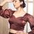 Necbook Elegant Brown Puff Sleeves Readymade Blouse