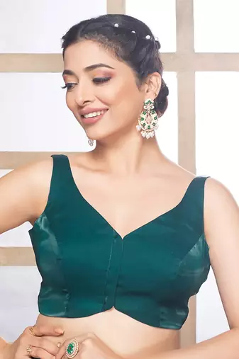 Neckbook Green Sleeveless Tissue Delight Blouse